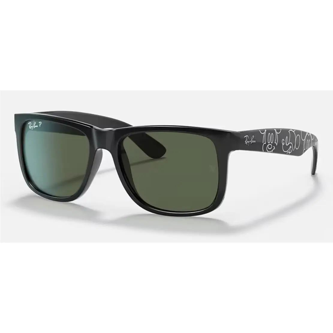 Ray Ban RB4165 Justin Mickey D20 Disney Sunglasses Black / Green Polarized