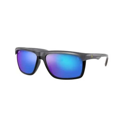 Ray-ban Ferrari Polished Grey Frame Mirrored Men’s Sunglasses RB4363M F65855 61 - Frame: Grey / Black, Lens: Blue