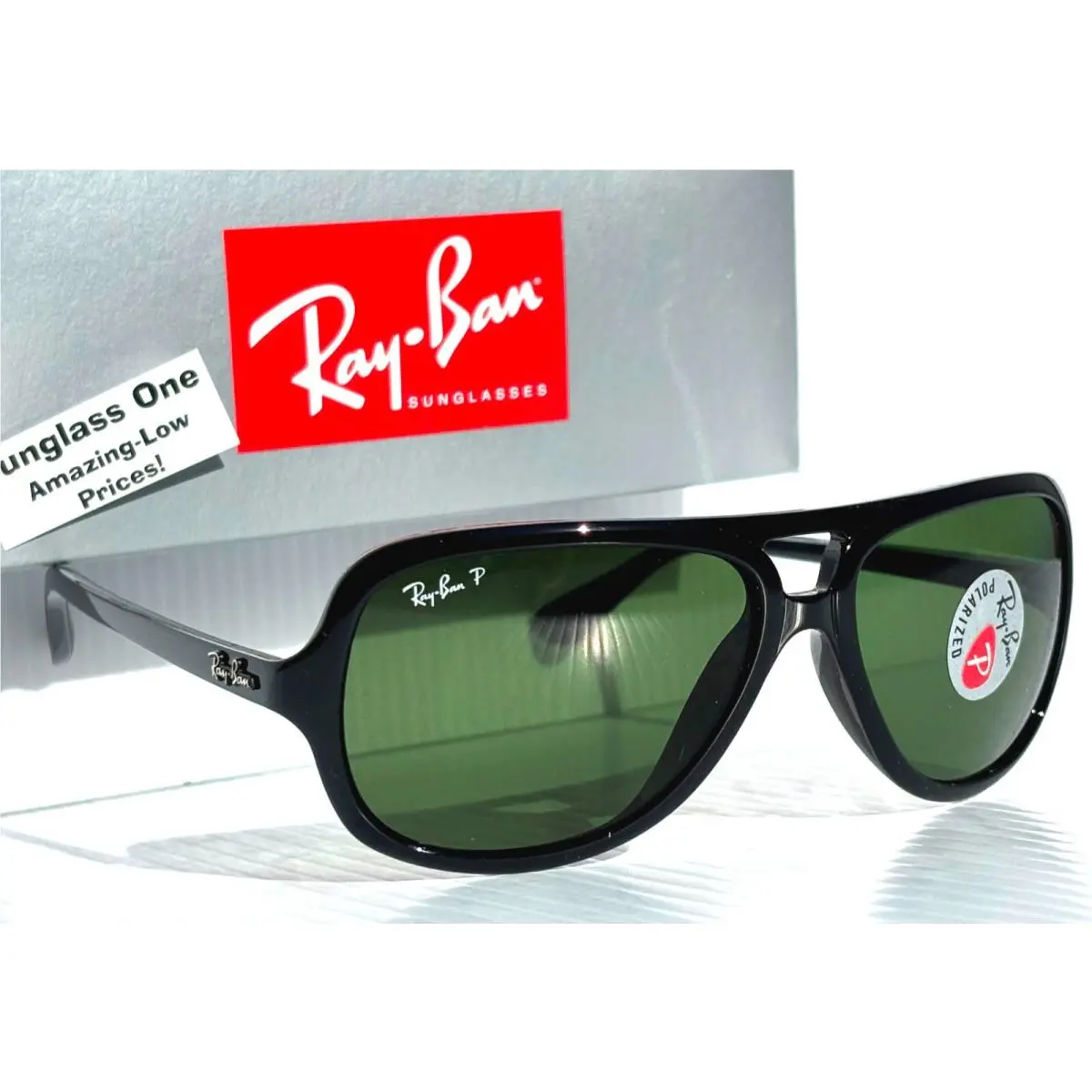 Ray Ban Shiny Black Polarized Dark Green Lens Sunglass RB4162 601/2P