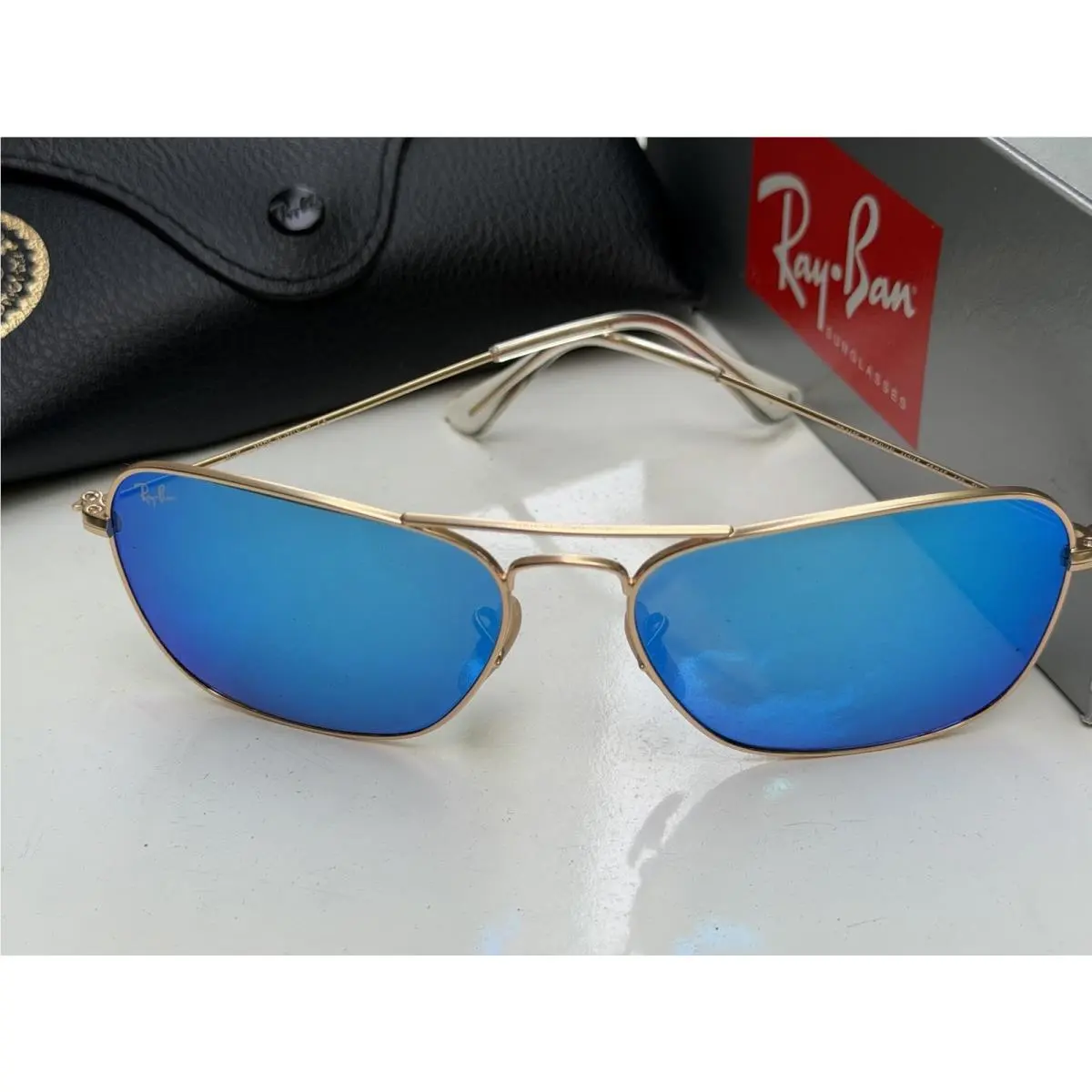 Ray-ban Caravan RB3136 112/17 Gold Frame Blue Mirror Sunglasses 58mm by Ray-Ban