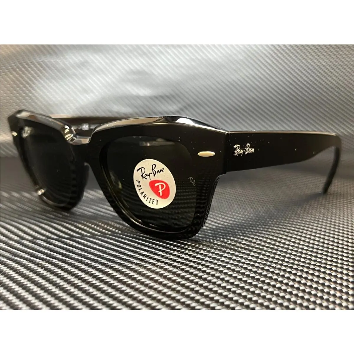 Ray Ban RB2186 901 58 Black Square 49 mm Unisex Polarized Sunglasses