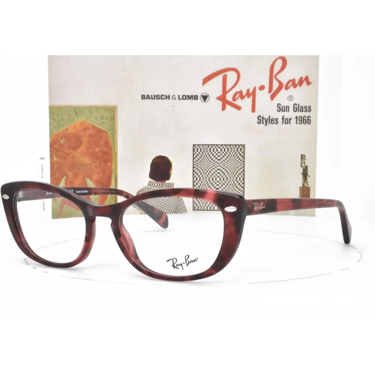 Ray-ban Eyeglasses Burgundy Tortoise Cat Eye 5366 5948 52-18-140