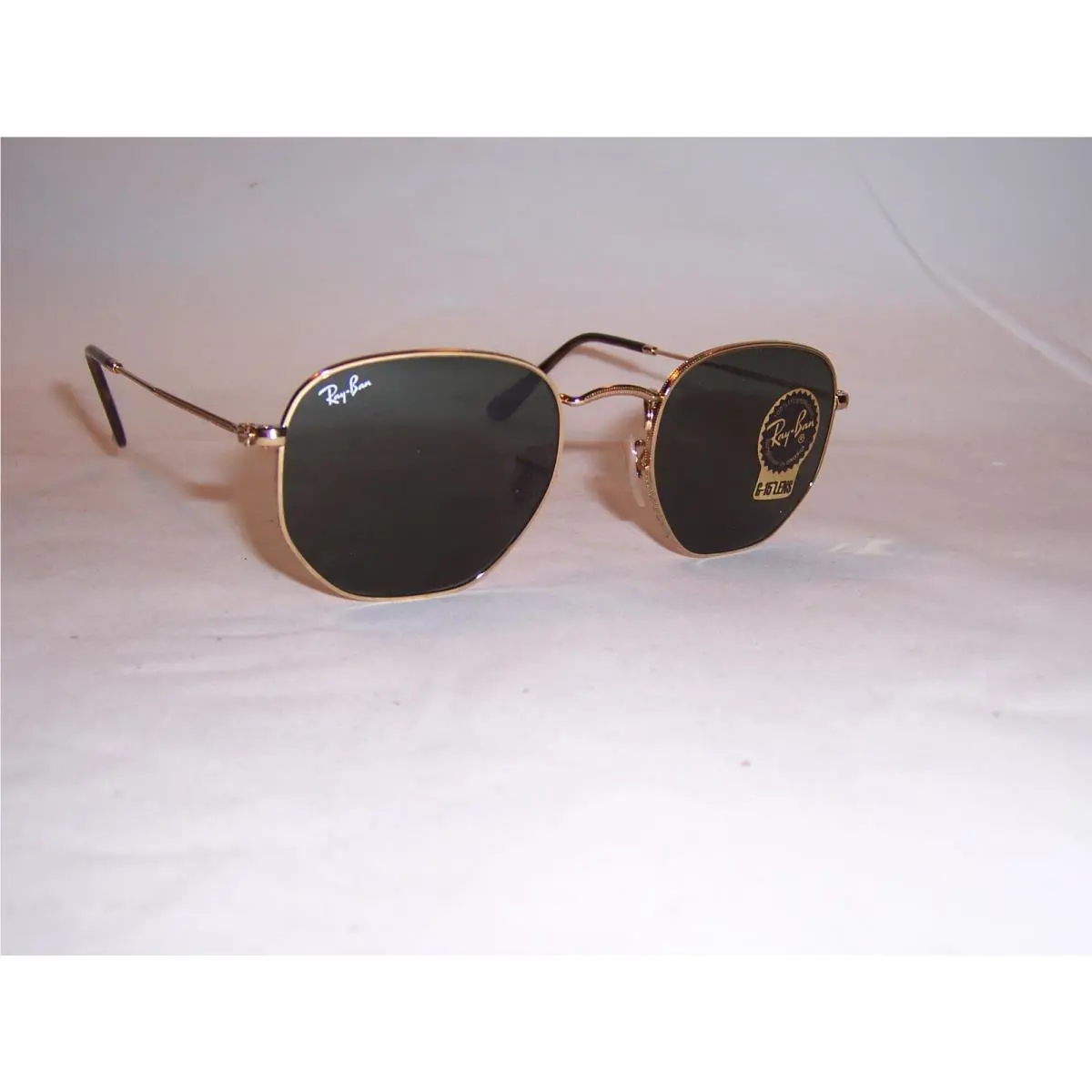 Ray Ban Hexagonal Sunglasses 3548N 001 Gold/green 51mm