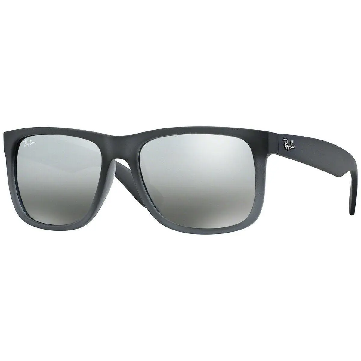 Ray-ban RB4165852/88-55 Justin Gray Rubber Gray Silver Mirror Unisex Sunglasses - Frame: Gray, Lens: Gray