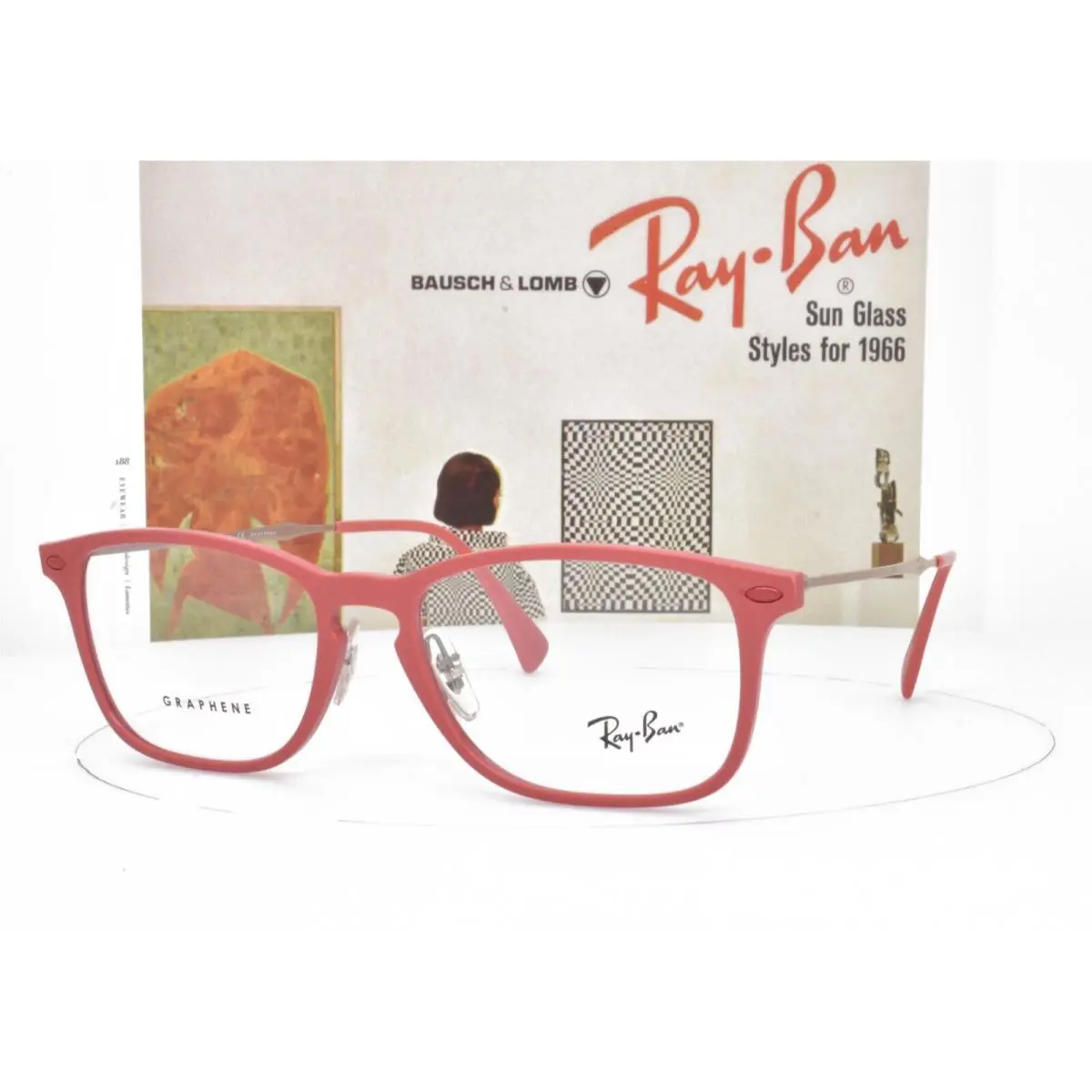 Ray-ban Eyeglasses Red Wayfarer Graphene Italy 54-17-145 8953 5758