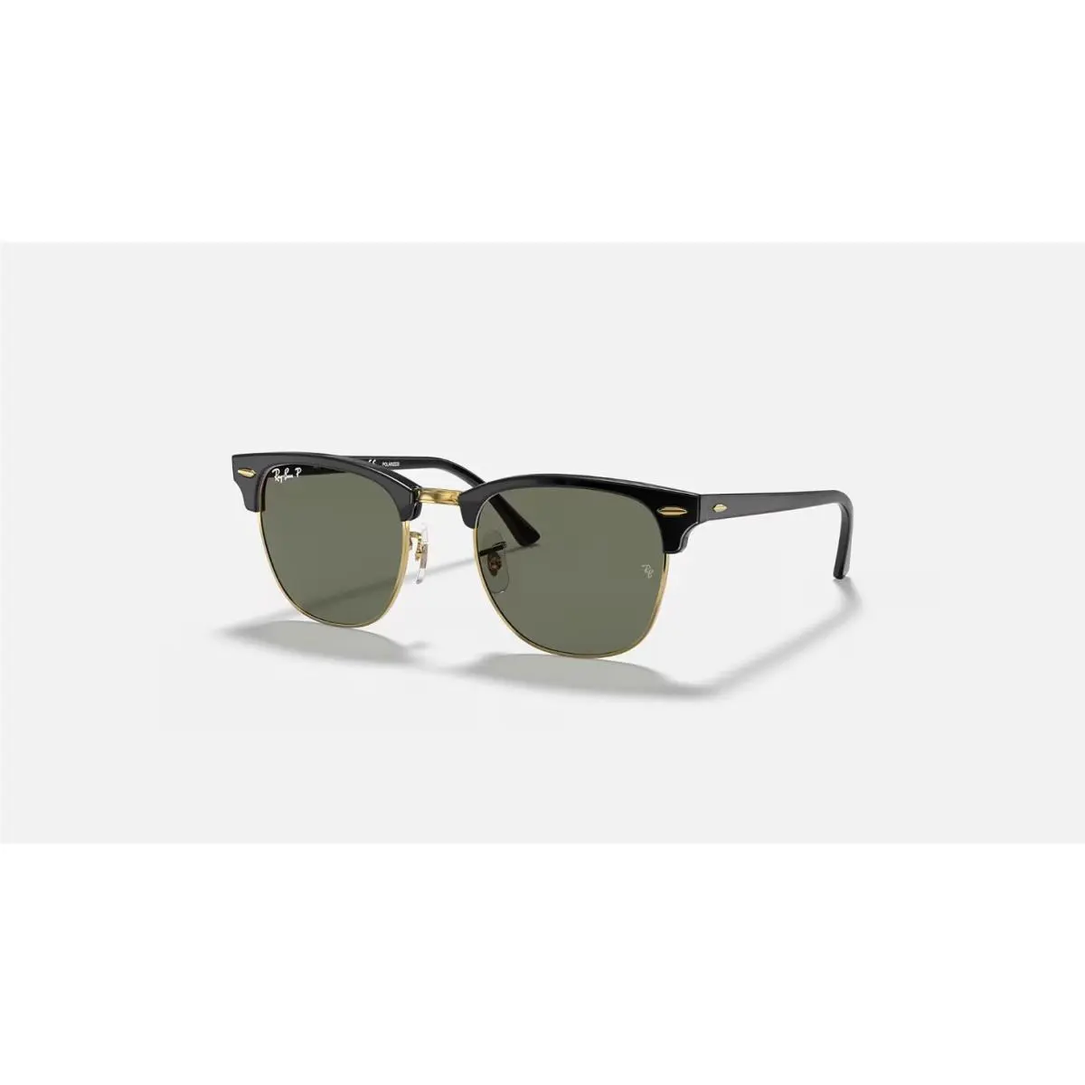 Ray-ban Clubmaster Classic Black On Gold/polarized G-15 Green 55 mm Sunglasses