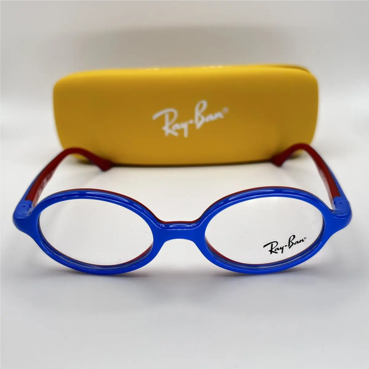 Ray-ban RB 1545 3703 Kids Junior Oval Eyeglass Frames Red Blue 42-16-115 Case