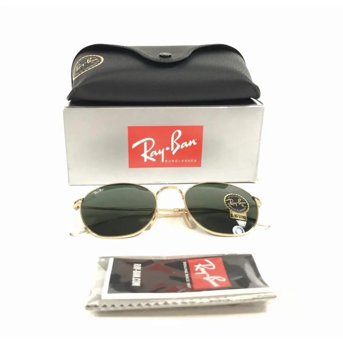Ray-ban Sunglasses RB3772 Rob 001/31 Arista Gold Round Frames with Green Lenses