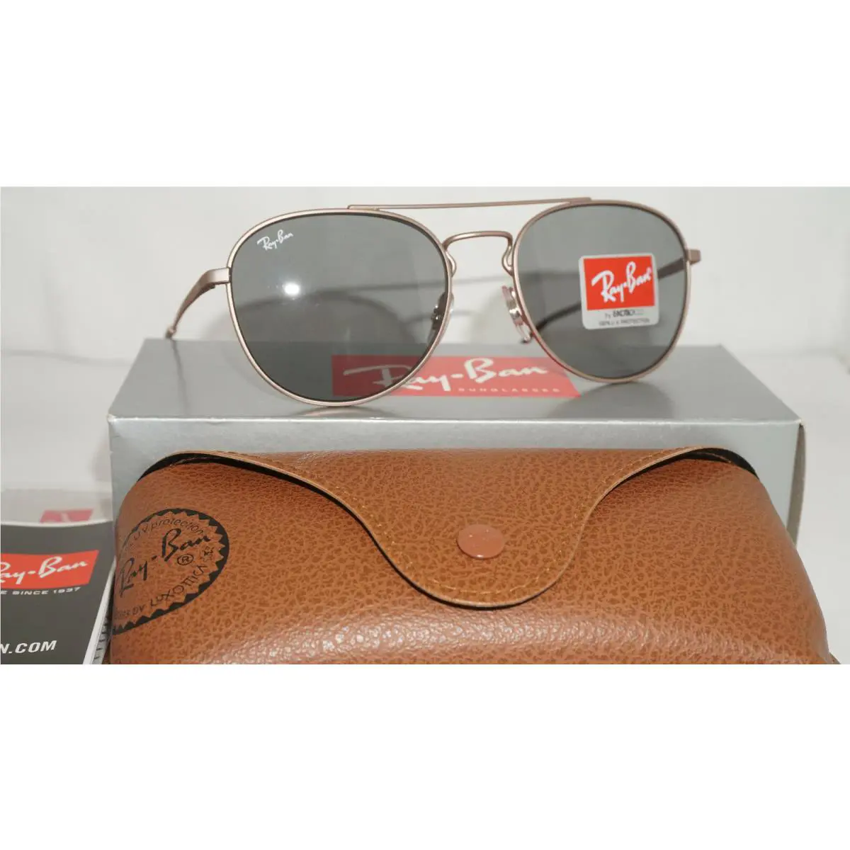 Ray Ban Sunglasses Aviator Bronze Copper Gray RB3589 9143/1 55 140