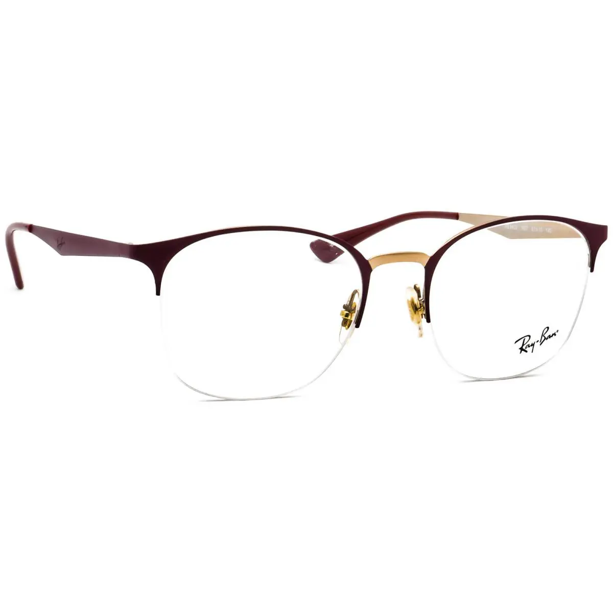 Ray-ban Eyeglasses RB 6422 3007 Bordeaux/rose Gold Half Rim Metal 51 19 140