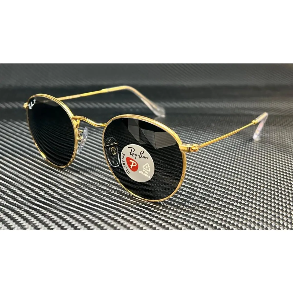 Ray Ban RB3447 919648 Gold Grey Polarized Round 50 mm Men`s Sunglasses