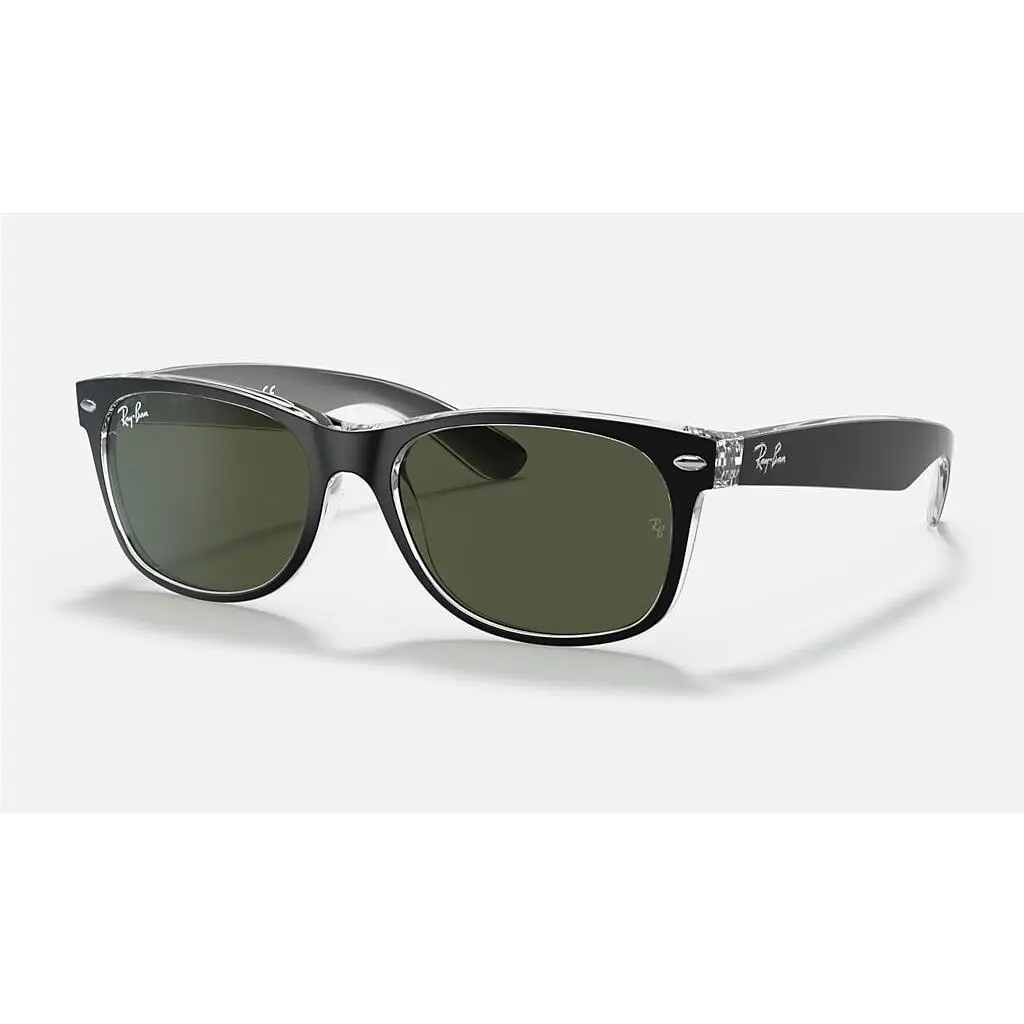 Ray-ban New Wayfarer Color Mix Rayban Wayfarer Color Mix Black/transparent G-15 58mm Sunglasses RB2132 6052