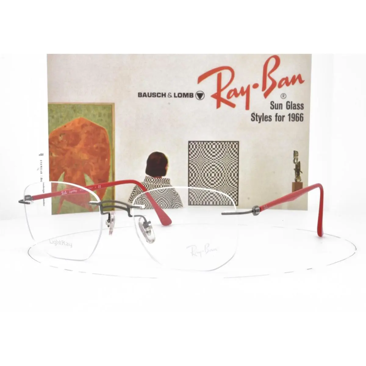 Italy Ray-ban Eyeglasses Lightray Rimless Red 51-18-140 8757 1192