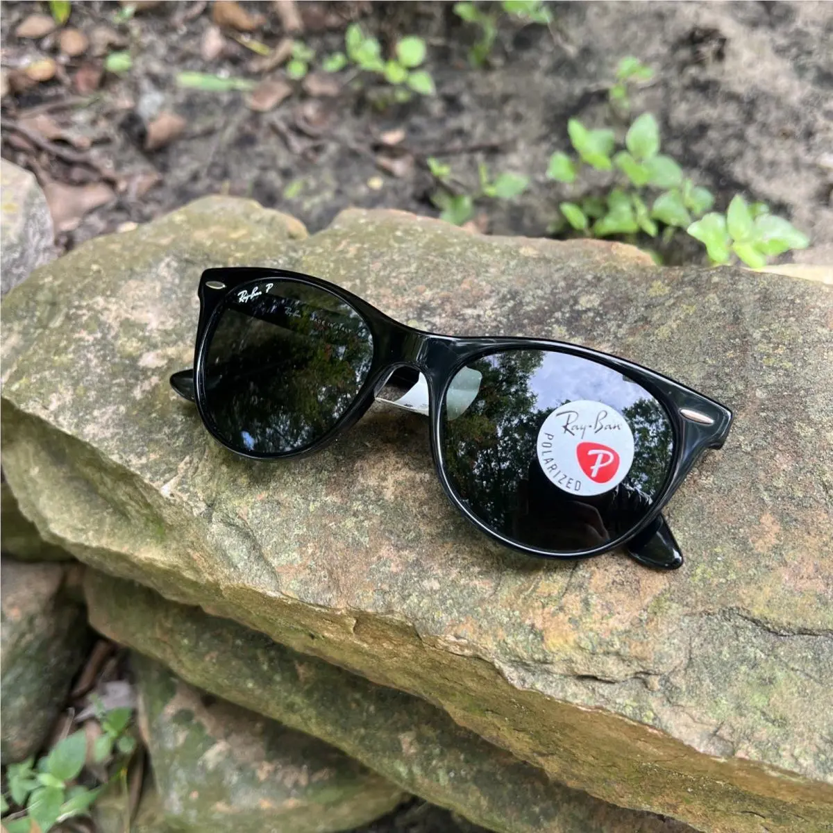 Ray-ban P RB2185 Wayfarer Classic 901-58 Black Frame Green Polarized Sunglasses