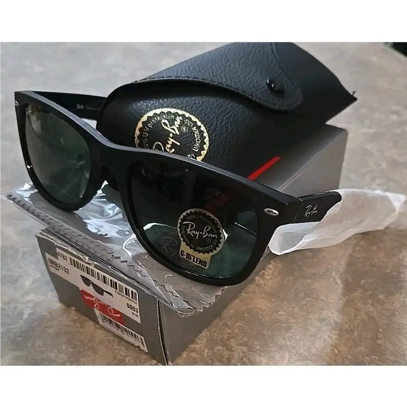Ray Ban RB2132 646231 Rubber Black Square Unisex 58 mm Glass Sunglasses