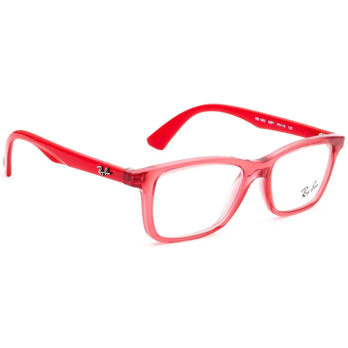 Ray-ban Kids` Eyeglasses RB 1562 3687 Red Rectangular Frame 46 16 125 - Frame: Red