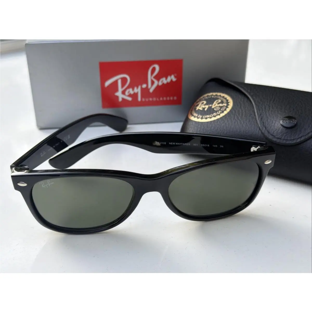 Ray-ban RB2132 901 Black Wayfarer G-15 Green Sunglasses 55mm by Ray-Ban