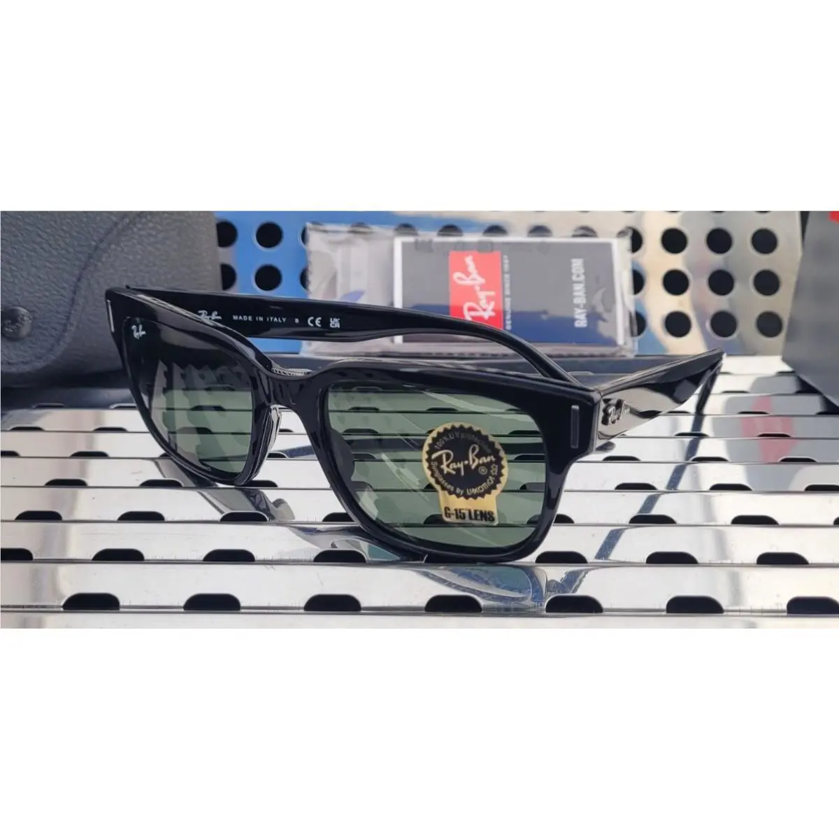 Ray Ban Jeffrey RB2190 901/31 Sunglasses Gloss Black w/55mm G15 Dark Green