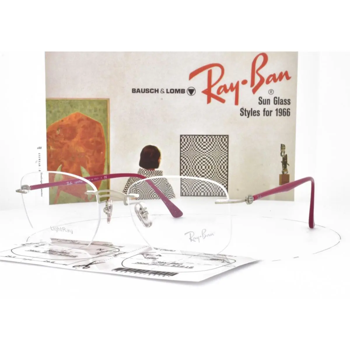 Italy Ray-ban Eyeglasses Lightray Rimless Purple 53-18-140 8757 1195