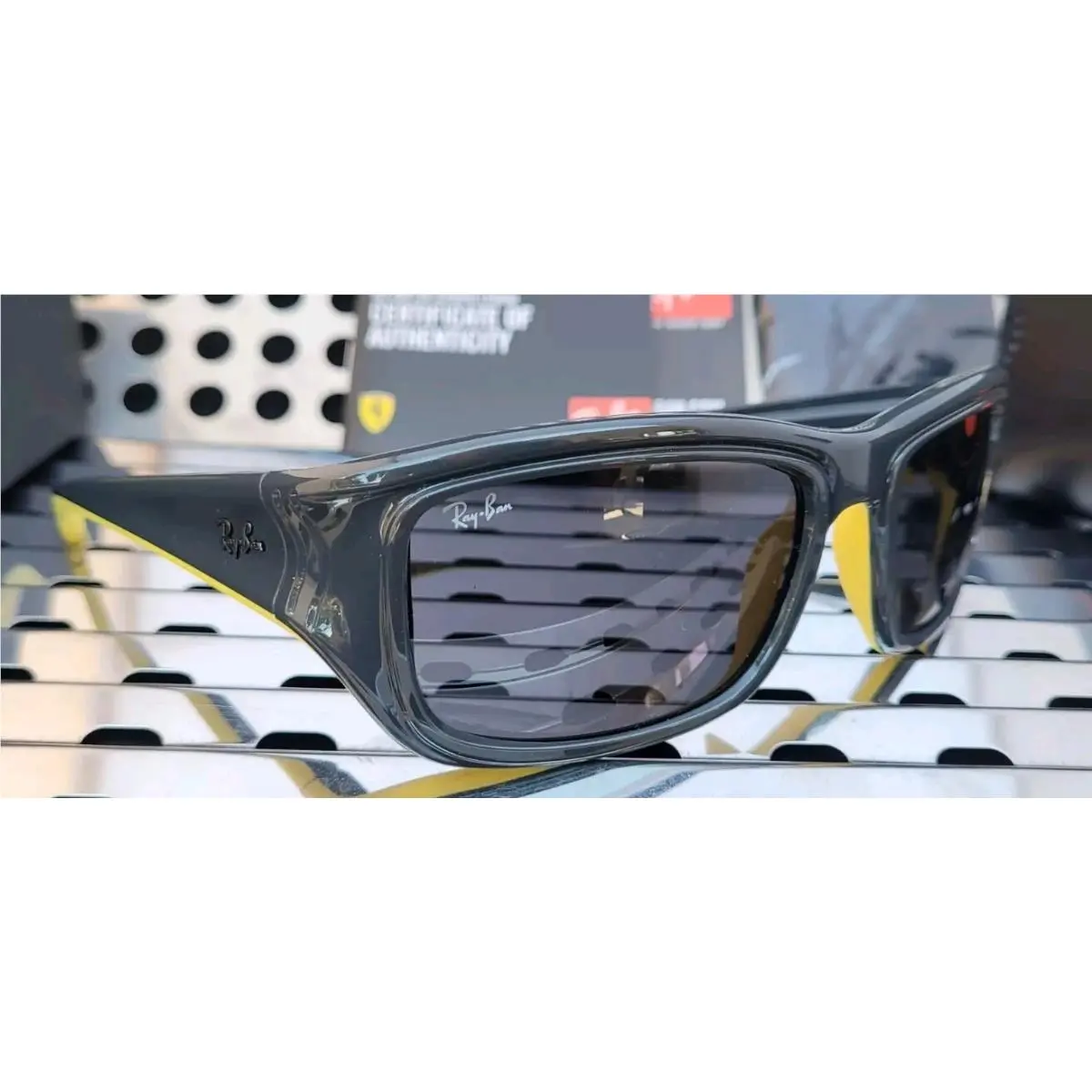 Ray Ban RB4405M Ferrari Sunglasses Dark Gray-yellow/ Gray Gradient