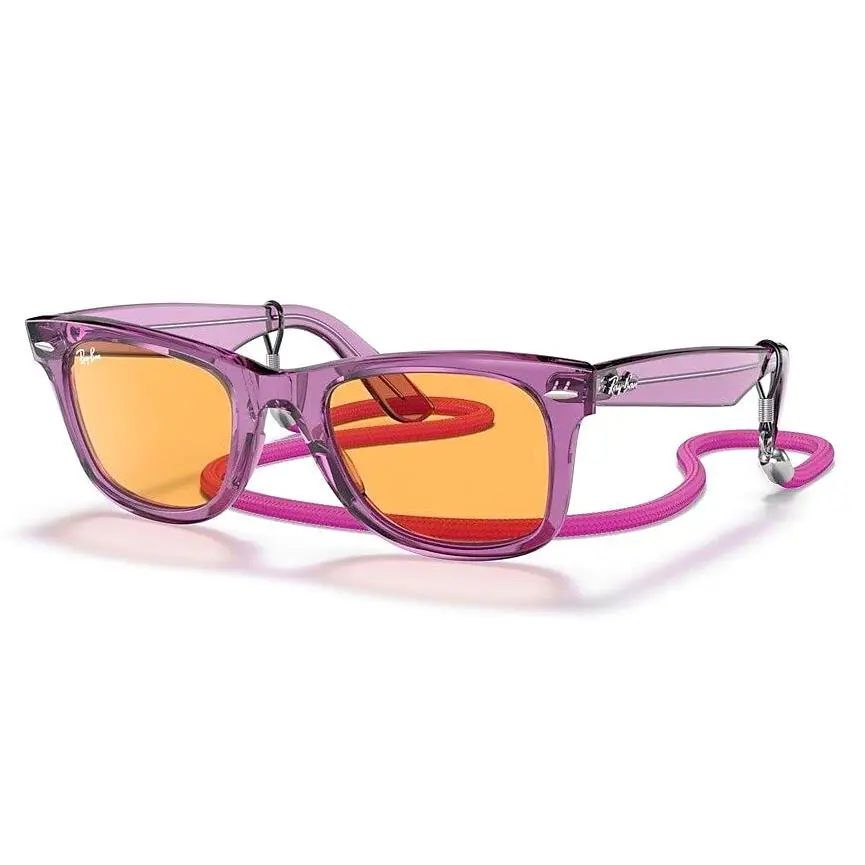 Ray Ban Sunglasses Wayfarer RB2140 661313 50-22 Transparent Violet Orange - Frame: Violet, Lens: Orange
