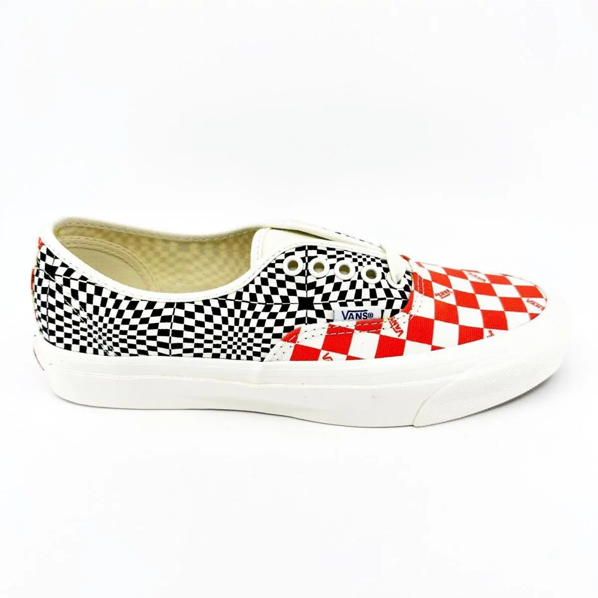 Vans Authentic LX Vault OG LX Canvas Logo Checkerboard Flame Black Mens Shoes - White