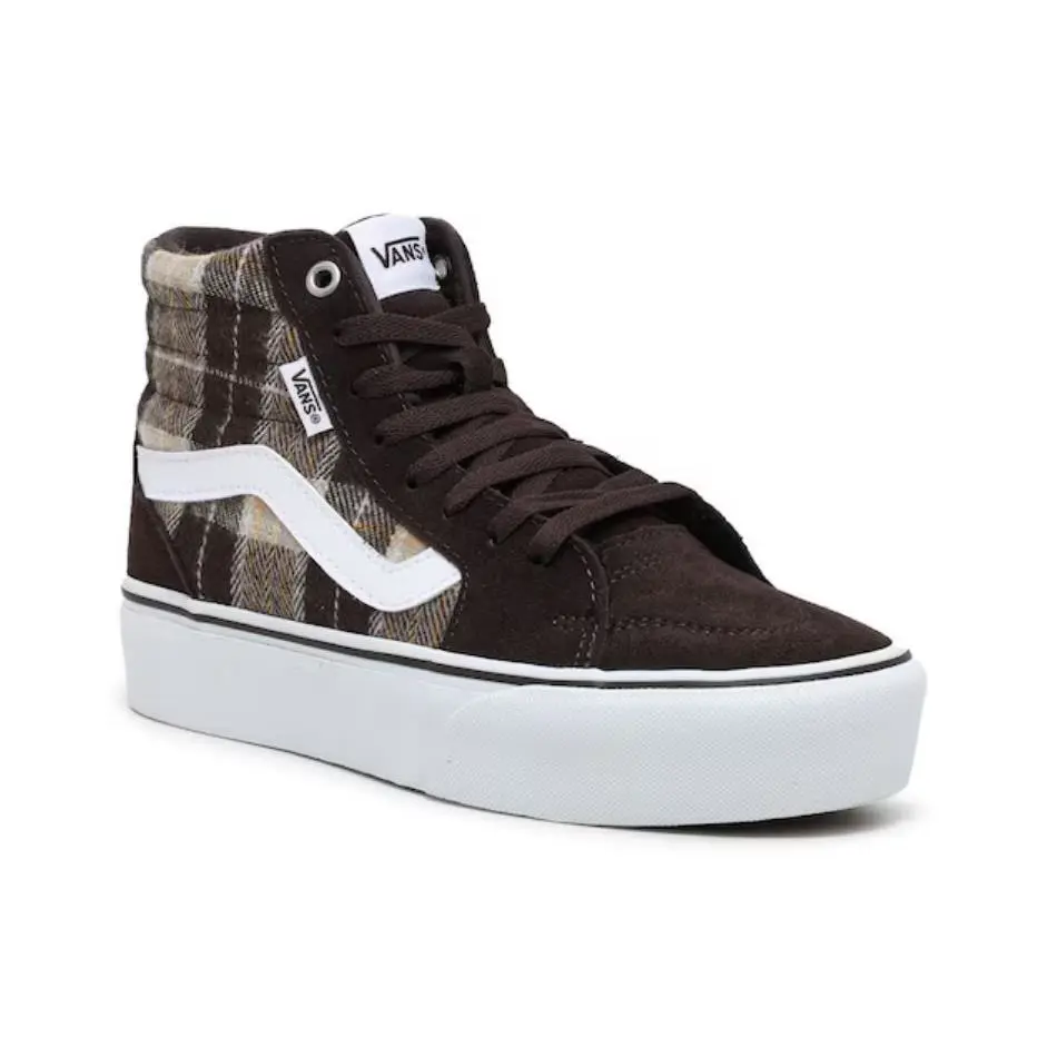 Vans Filmore Women`s High Top Platform Brown Plaid Mix Shoes Various Sizes