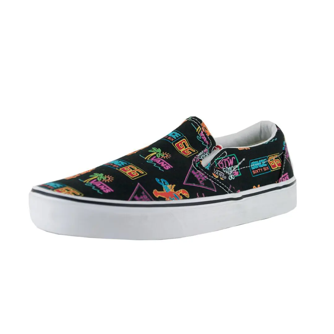 Vans Market Classic Slip-on Sneakers Black/neon Skate Shoes - Black/Neon