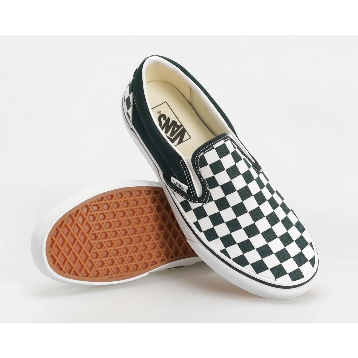 Men`s Vans Classic Slip-on Shoes - - Multiple Colors Sizes - Color Theory Checkerboard Green