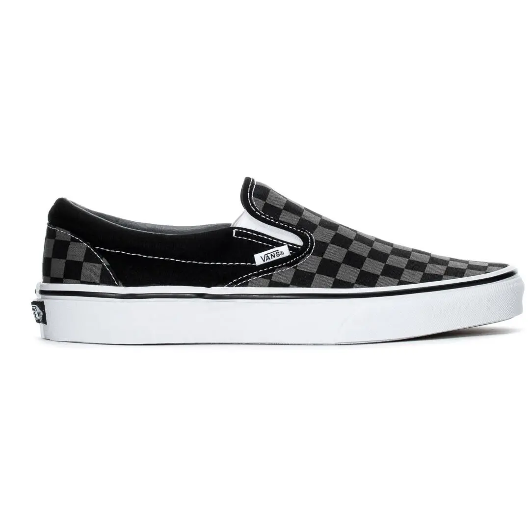 Vans Classic Slip-on Sneakers Black/pewter Checkerboard Skateboarding Shoes - Black/Pewter Checkerboard