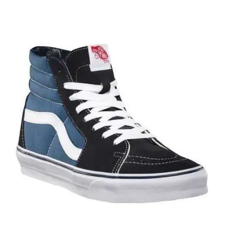 Vans Sk8-Hi Men`s Lace Up Sneaker Classic Skate Black Navy Canvas Suede - Navy