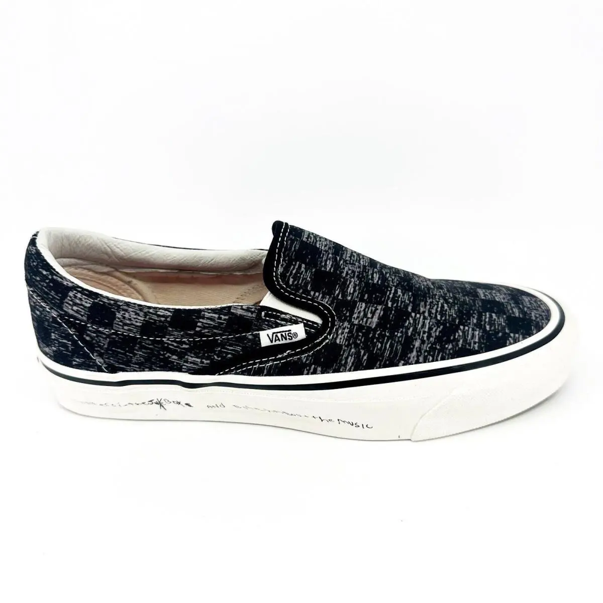 Vans Vault OG Classic Slip On Jim Goldberg Tv Static Black White Mens Sneakers - Black