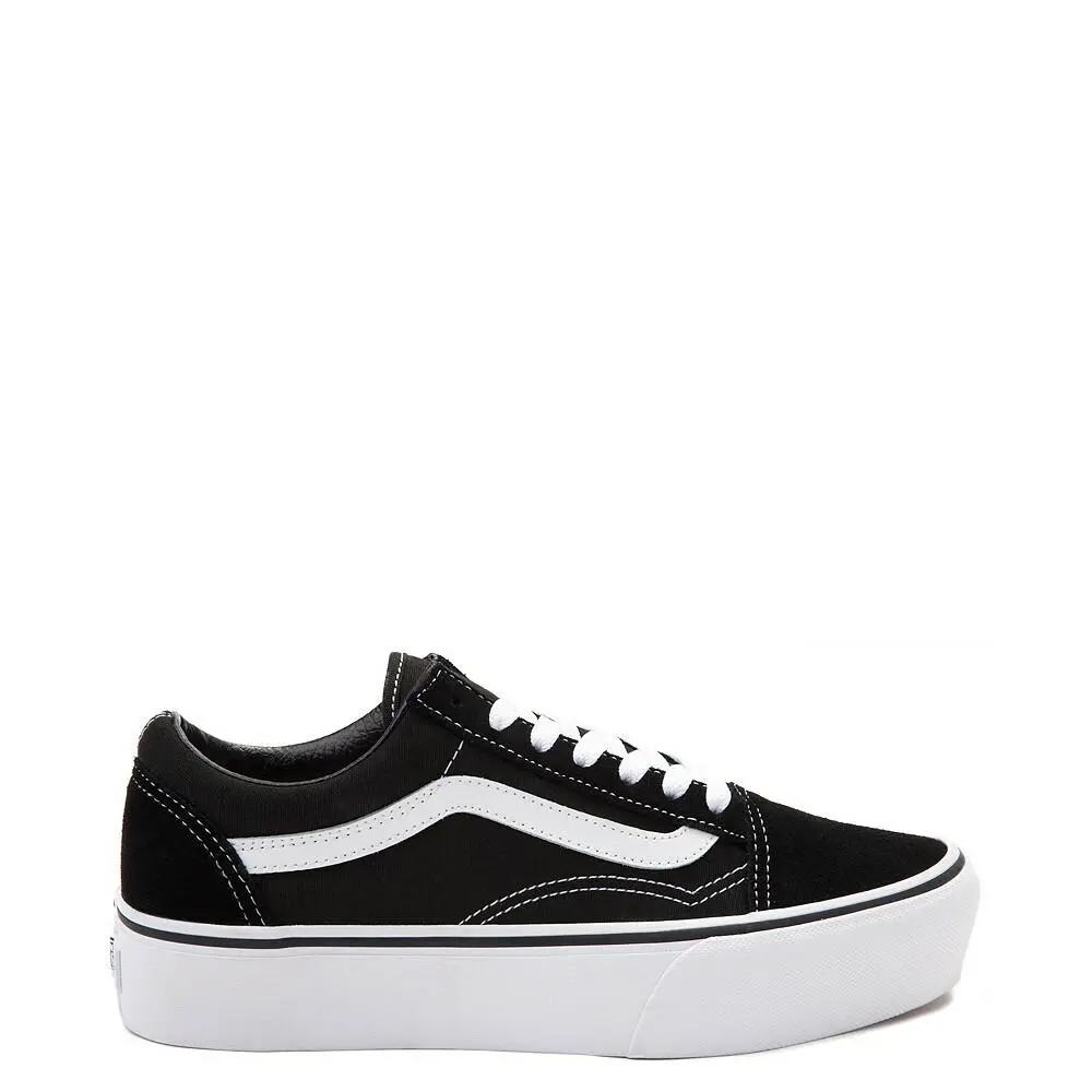 Vans Old Skool Platform Sneaker Black White Womens 6-10 - Multi-Color