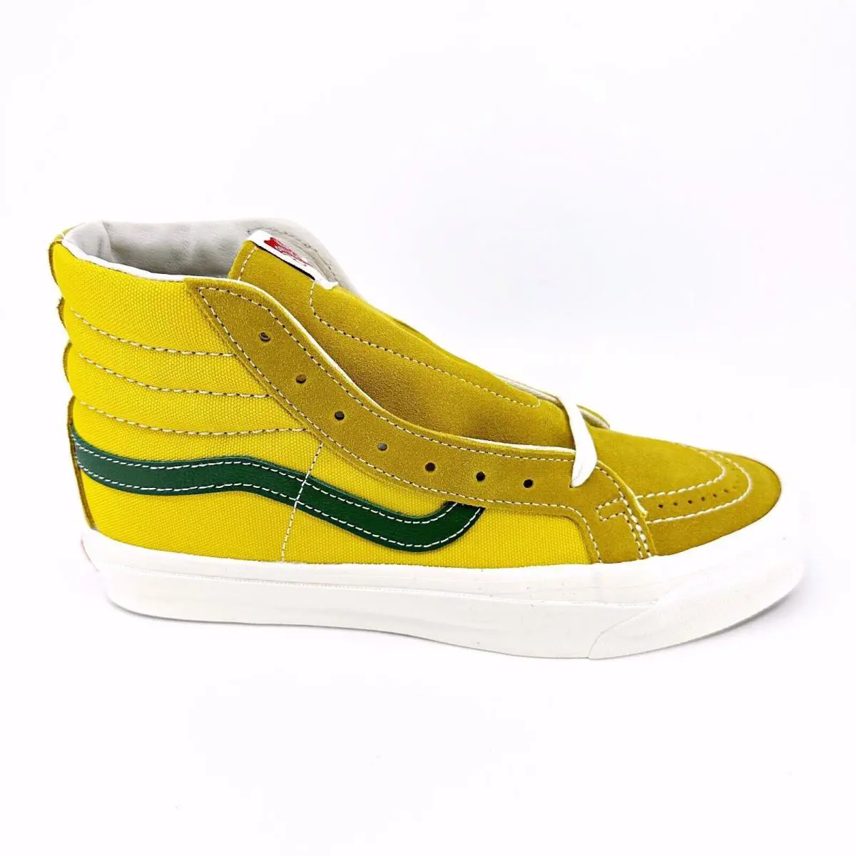 Vans Vault OG Sk8 Hi LX Suede Canvas Green Sulphur Mens Casual Shoes - Gold