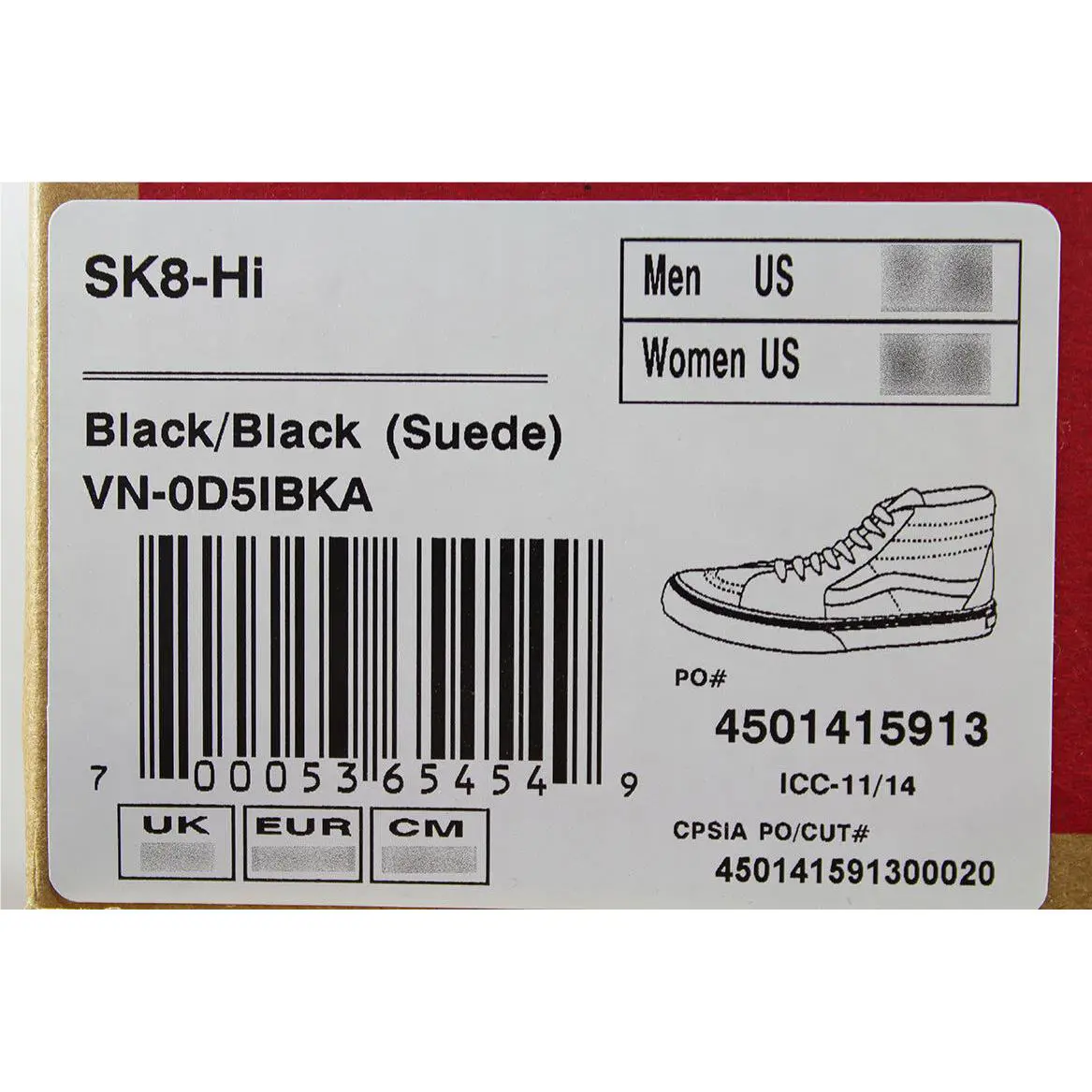 Vans shoes - Sk8-Hi - Black, Full way: Black/Black 7