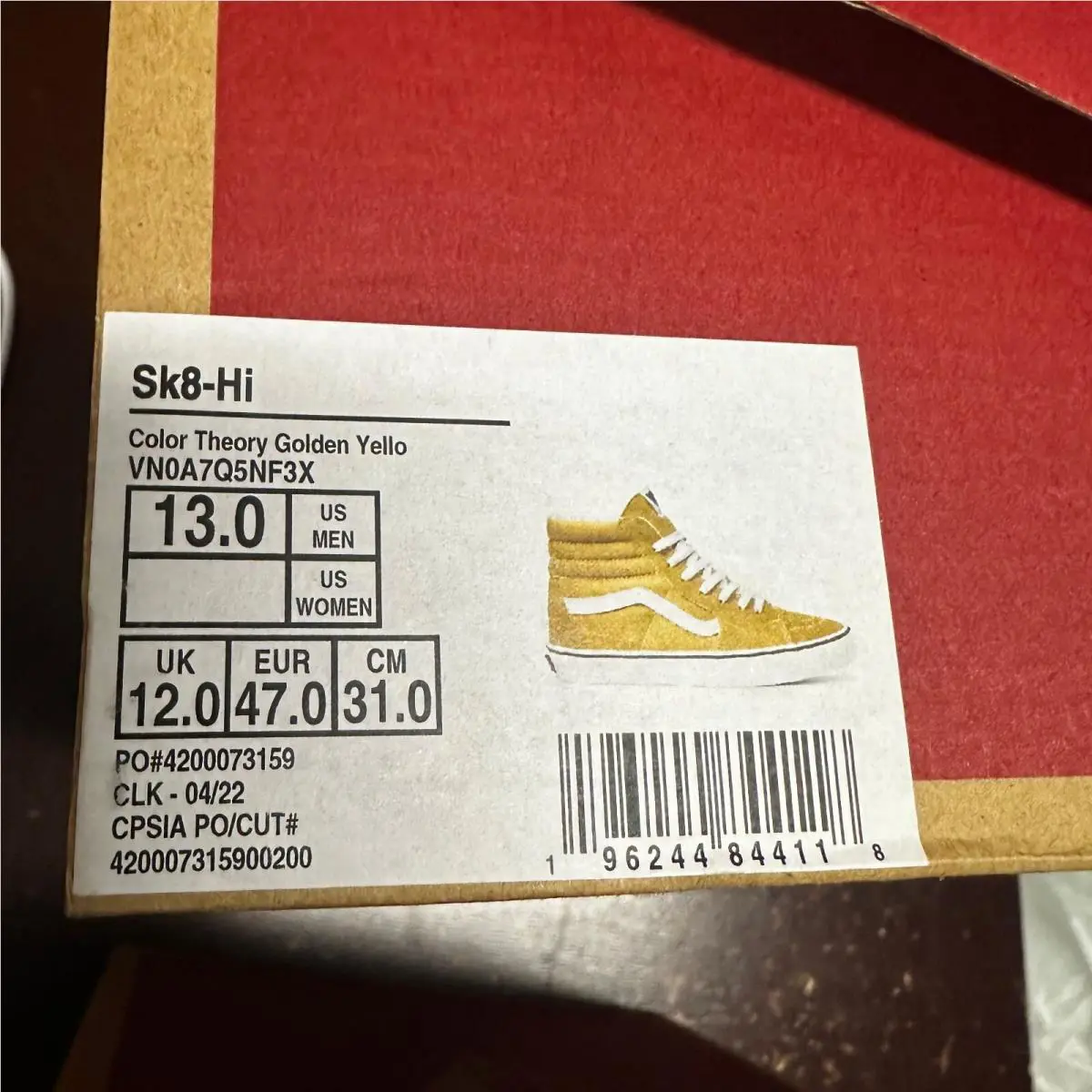 Vans shoes - VANS Sk8-Hi - VN0A7Q5NF3X - Yellow 4