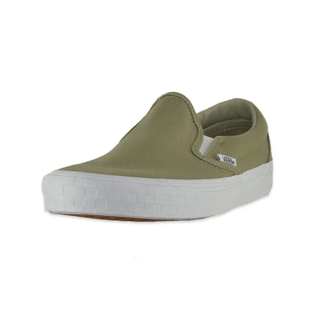 Vans Classic Slip-on Sneakers Check Bumper Khaki Skate Shoes - Check Bumper Khaki