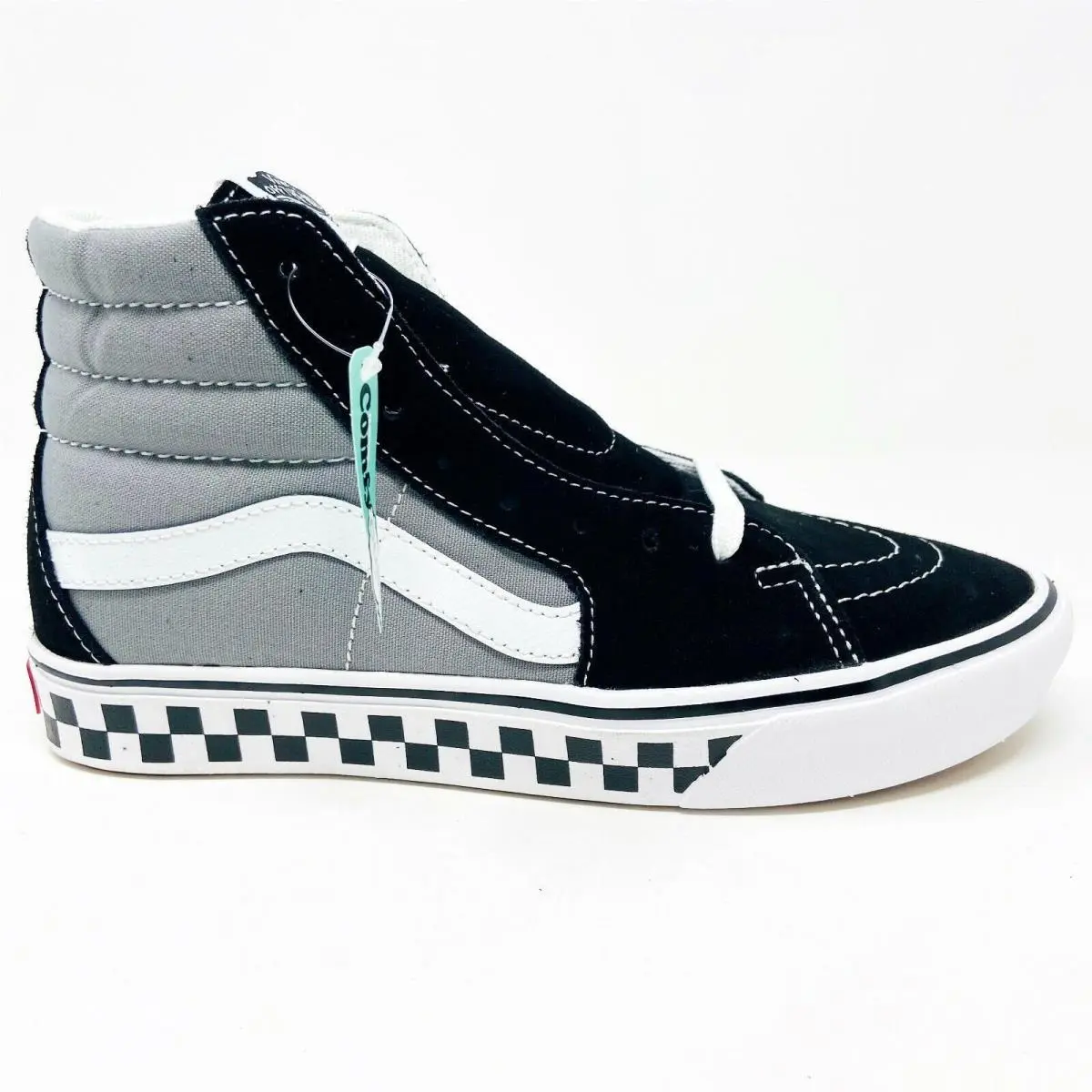 Vans Comfycush Sk8 Hi Tape Mix Black Frost Gray Womens Casual Sneakers