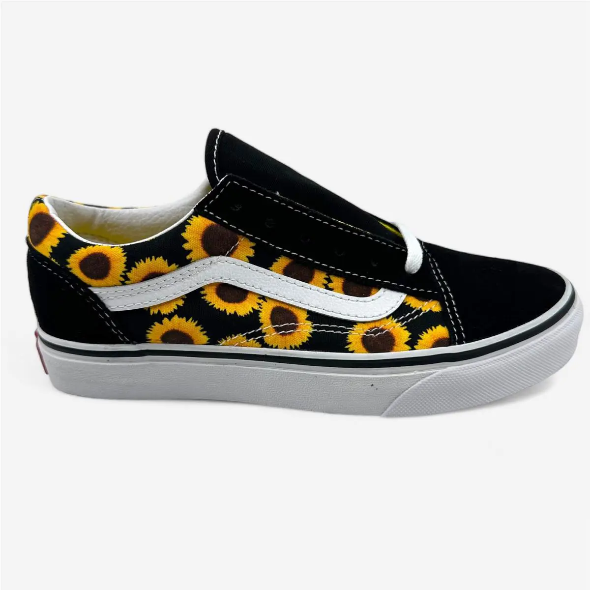 Vans Old Skool Sunflower Black Yellow Kids Girls Athletic Sneaker