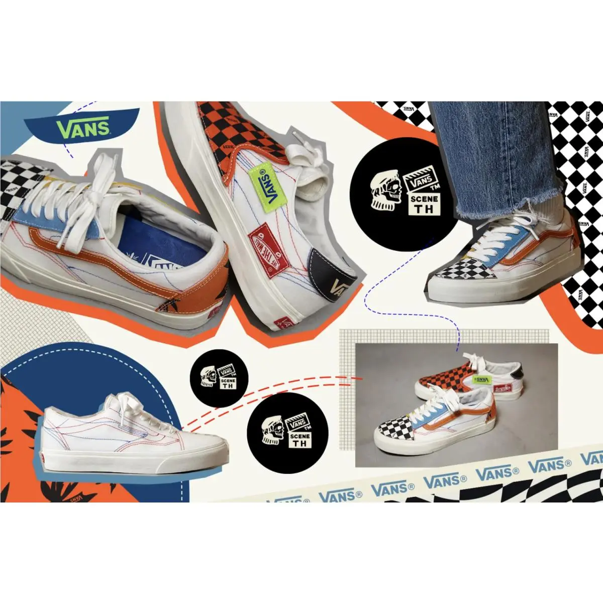 Vans shoes - VANS Sk8-Low - VN0A4UX617O - Marshmallow/Multi-Color 17