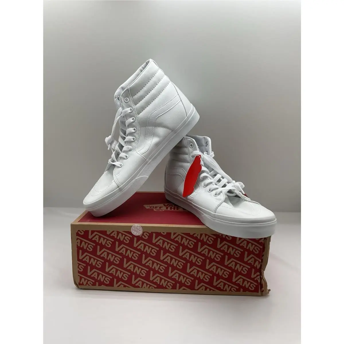 Vans SK8 HI Men`s True White Canvas High Top Skateboard Shoe Size 12
