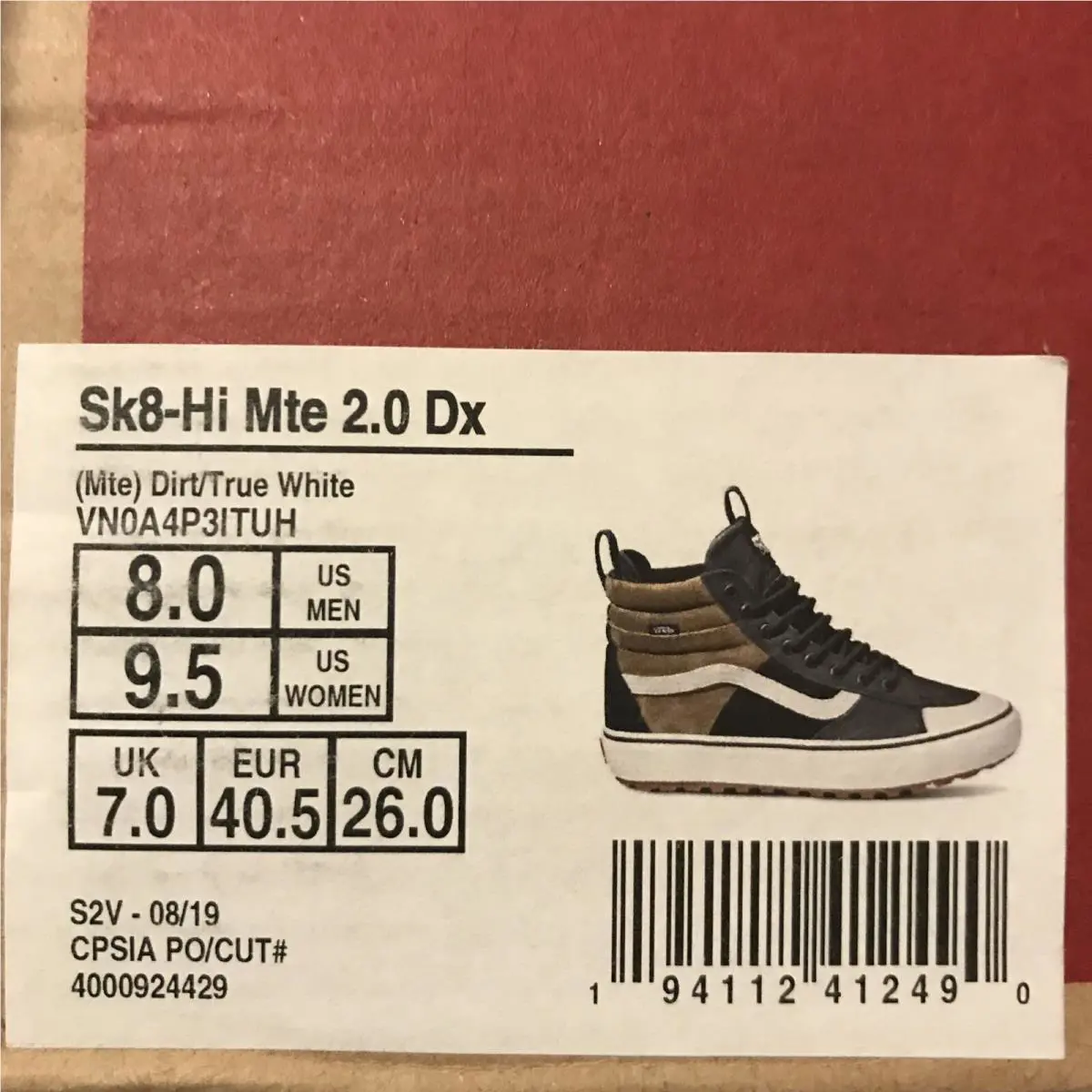 Vans shoes - VANS Sk8-Hi Mte - Mte - VN0A4P3ITUH - Dirt / True White, Manufacturer: Dirt / True White (UPC: 0194112412490) 4