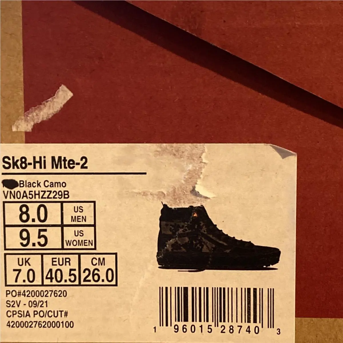 Vans shoes - VANS Sk8 Hi Mte 2 - VN0A5HZZ29B - Black / Gray - Grey, Manufacturer: Black / Camo (UPC: 0196015287403) 8