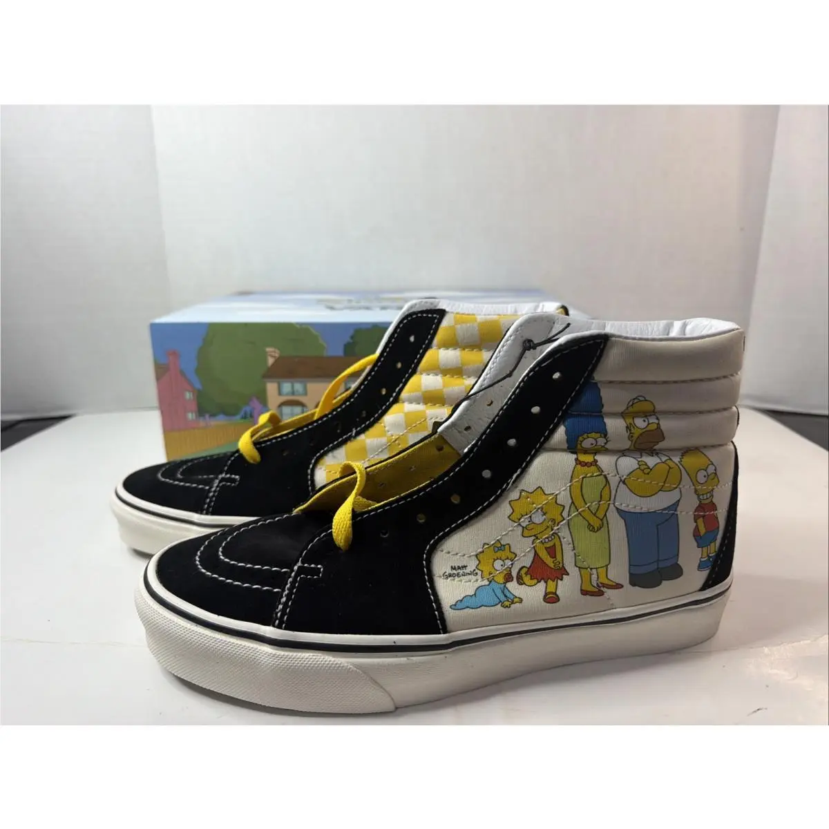 x The Simpsons Sk8-Hi High Top Suede Checkerboard Sneaker VN0A4BV617E 7.5 by Vans