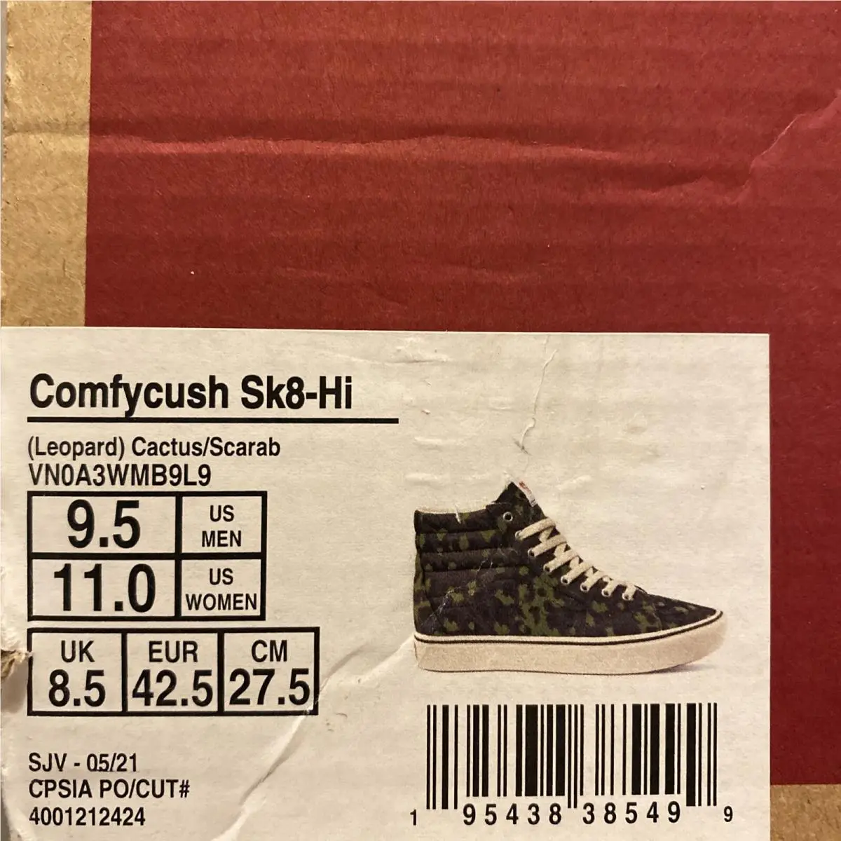 Vans shoes - Vans Sk8 Hi - VN0A3WMB9L9 - Green White Black Cactus Scarab (UPC: 0195438385499) 5