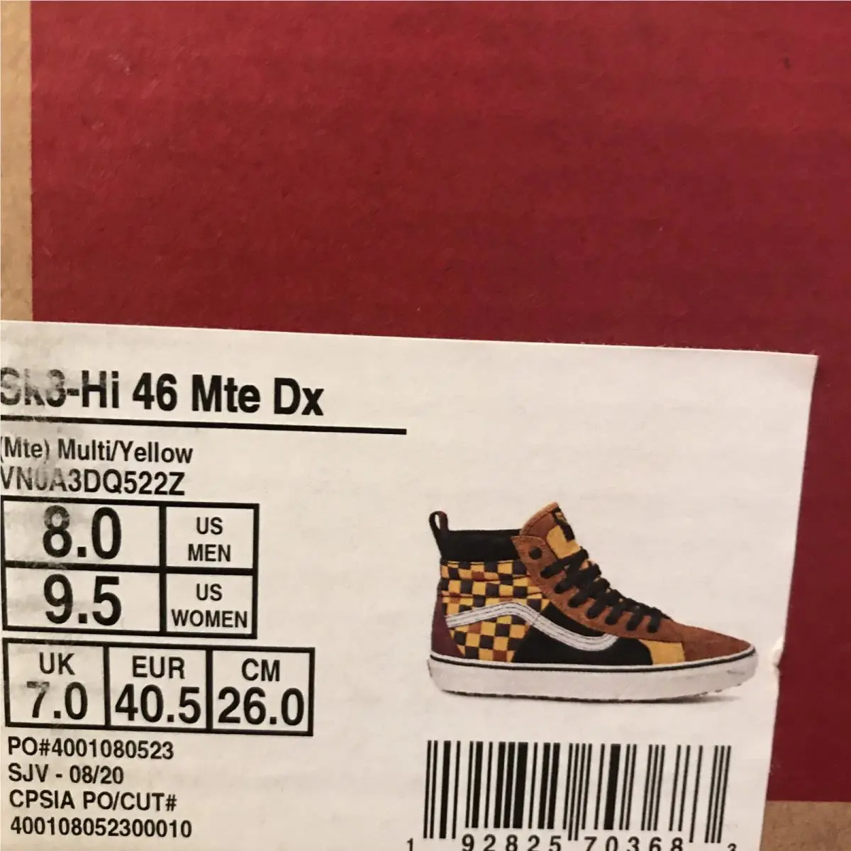 Vans shoes - Vans Sk8-Hi Mte - Mte - VN0A3DQ522Z - Multi - Black Yellow Orange Maroon White (UPC: 0192825703683) 4