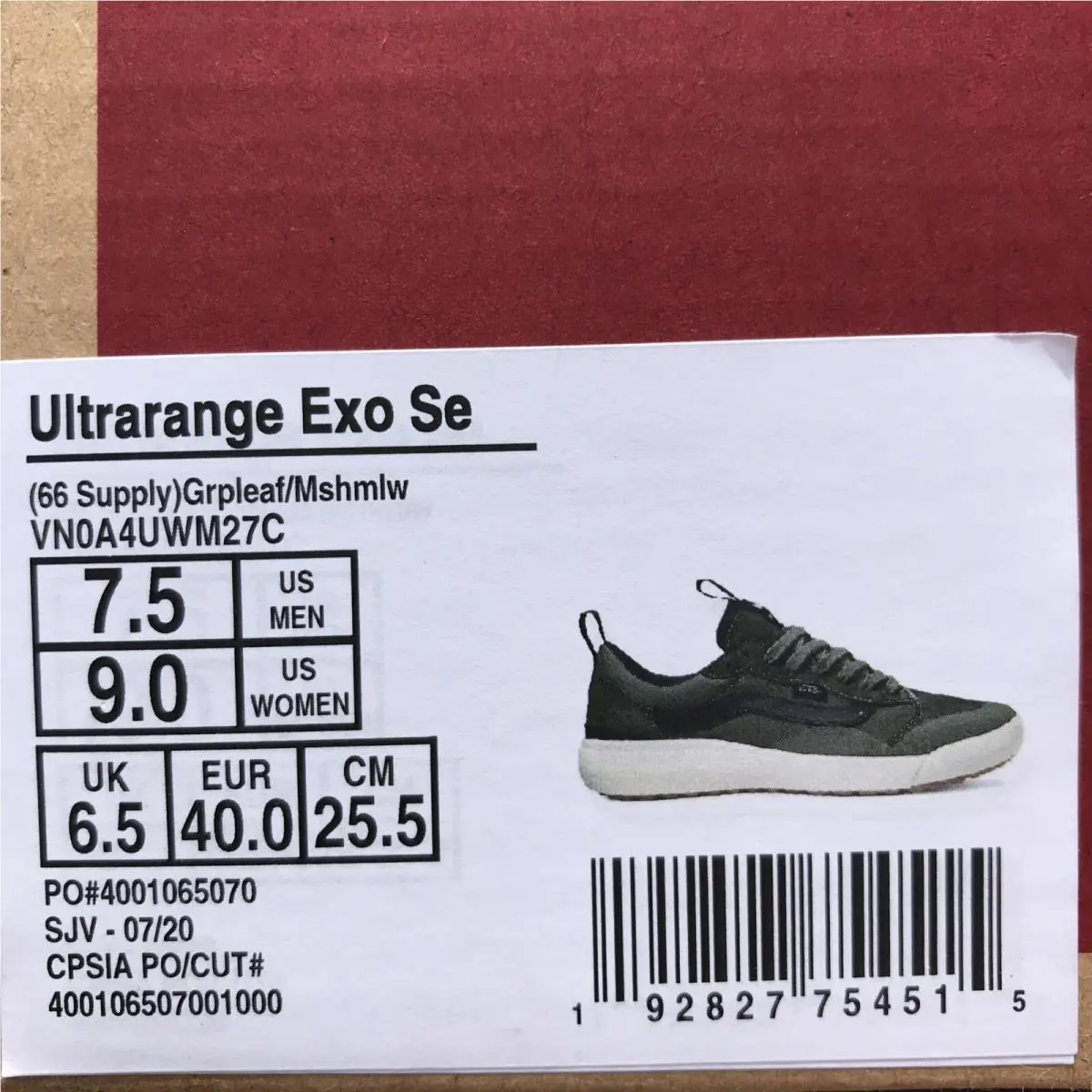 Vans shoes - VANS UltraRange Exo - UltraRange Exo - VN0A4UWM27C - Grapeleaf Green / Marshmallow White, Manufacturer: Grape Leaf / Marshmallow (UPC: 0192827754515) 5