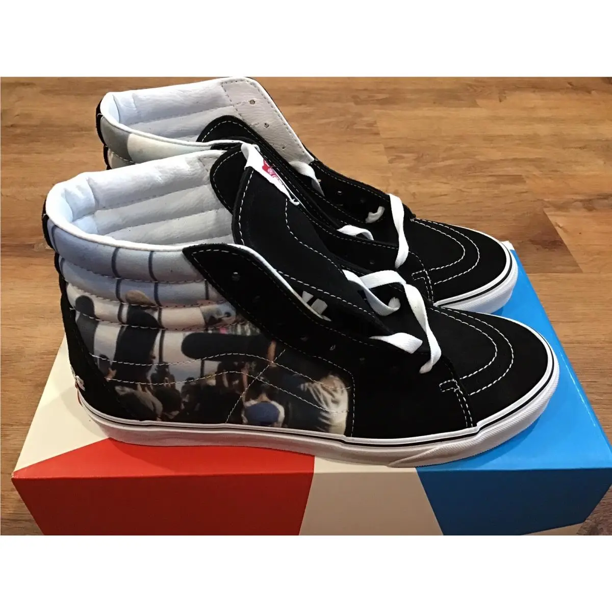 Vans x Moca Men`s Frances Stark Sk8-Hi Black Canvas Suede Shoes Size 10.5 W/ Box