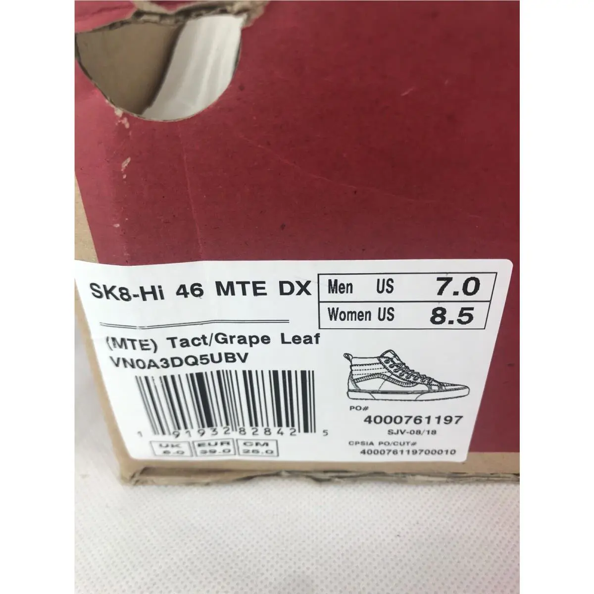 Vans shoes - VANS Sk8-Hi Mte - Mte - VN0A3DQ5UBV - Green - Grape Leaf, Manufacturer: Tact / Grape Leaf (UPC: 0191932828425) 6