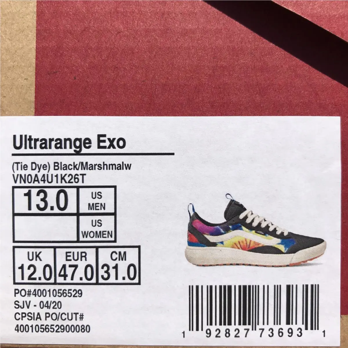 Vans shoes - VANS UltraRange Exo - UltraRange Exo - VN0A4U1K26T - Multicolor - Tie Dye / Black / Marshmallow / White (UPC: 0192827736931) 4